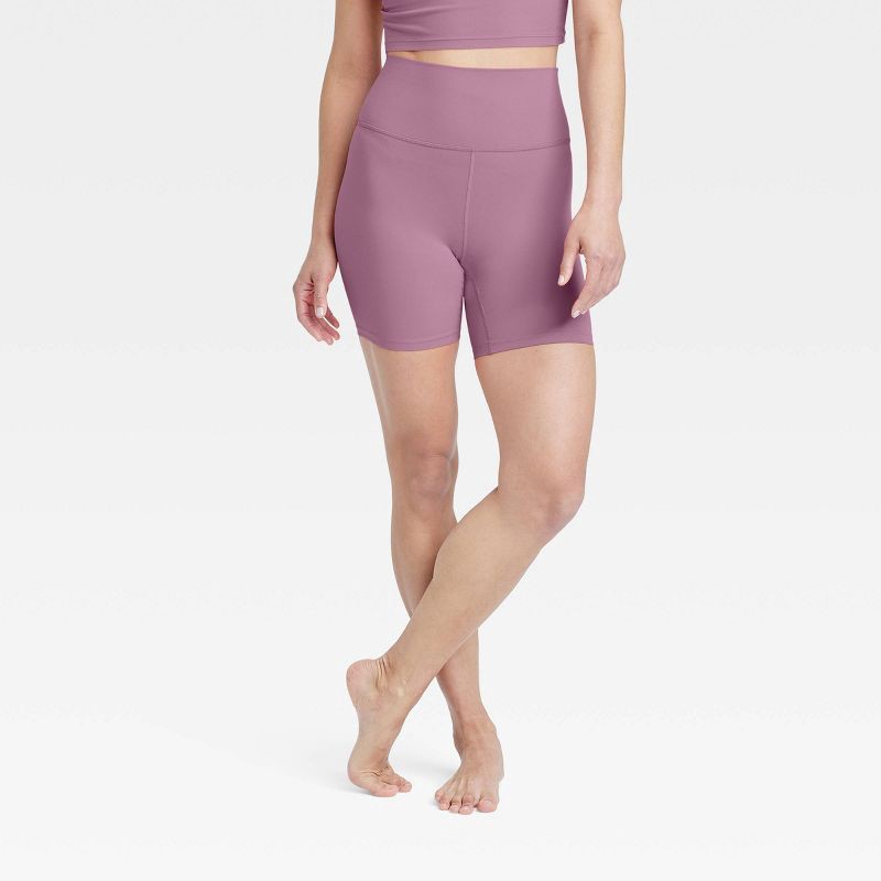 slide 1 of 4, Women's Everyday Soft Ultra High-Rise Bike Shorts 6" - All In Motion™ Mauve XL, 1 ct