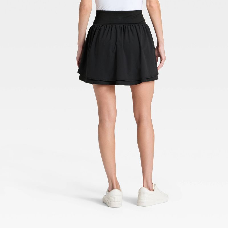 slide 2 of 6, Women's Woven Shirred Skort - All In Motion™ Black XS, 1 ct