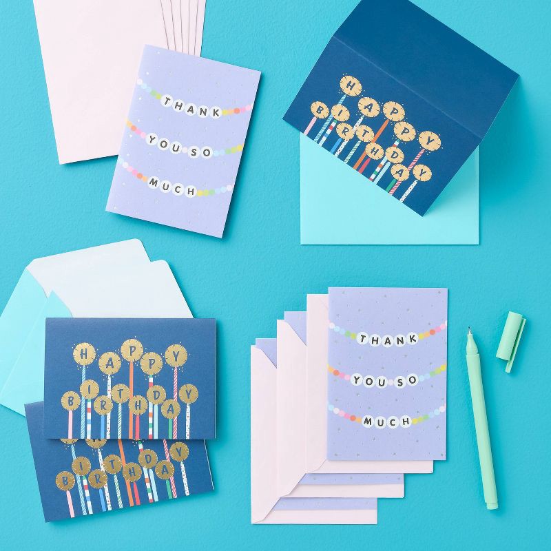 slide 2 of 3, 10ct Bead Bracelet Thank You Notes Card Set with Envelopes - Spritz™, 10 ct