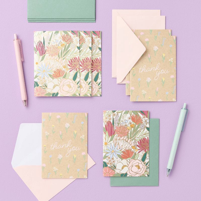 slide 2 of 3, 10ct Floral Note Cards with Envelopes - Spritz™, 10 ct