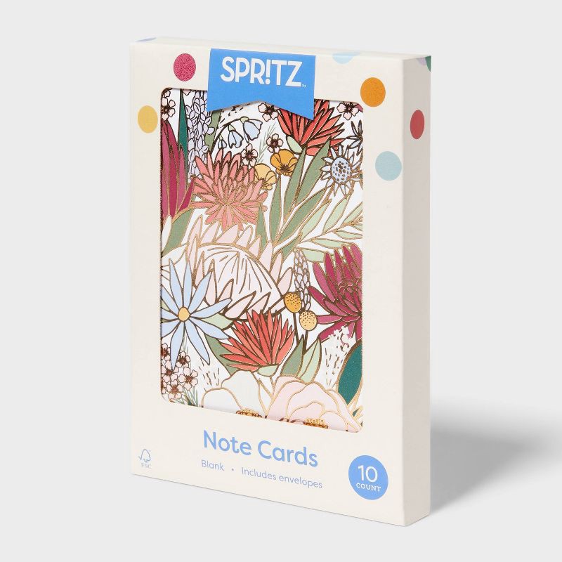 slide 3 of 3, 10ct Floral Note Cards with Envelopes - Spritz™, 10 ct