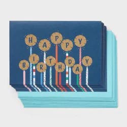 10ct 'Happy Birthday' Candles Note Cards with Envelopes - Spritz™