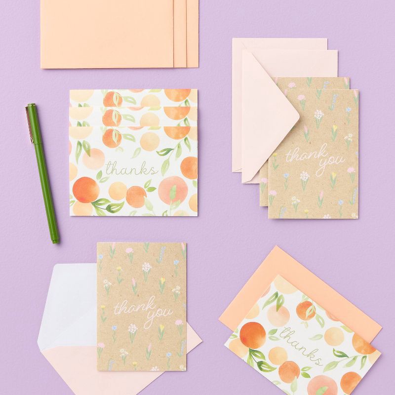 slide 2 of 3, 10ct Thank You Note Cards with Envelopes - Spritz™, 10 ct