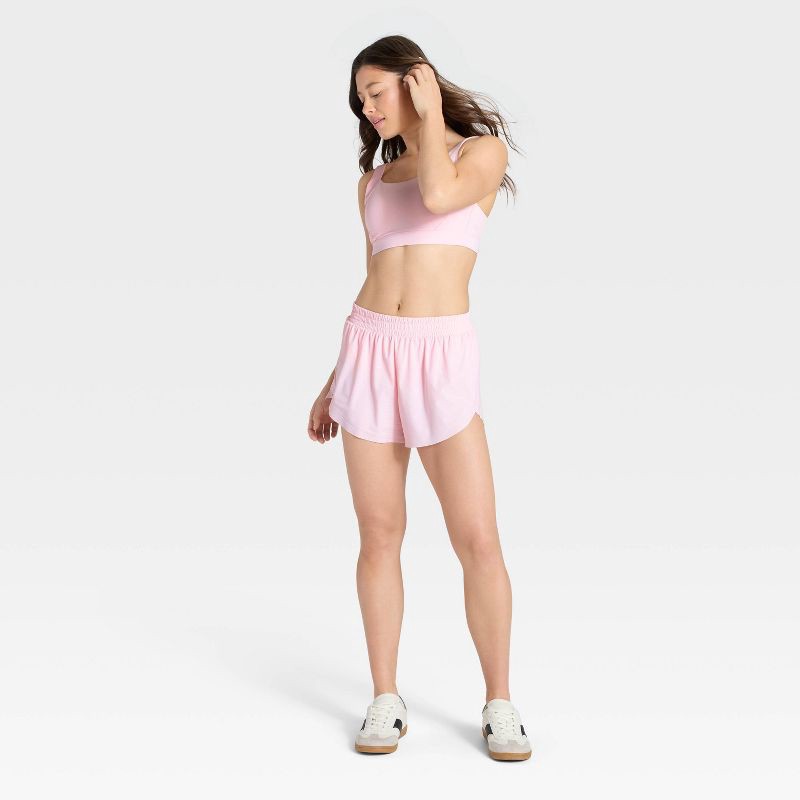slide 3 of 6, Women's Active Light Woven Mid-Rise Run Shorts 3" - All In Motion™ Light Pink M, 1 ct