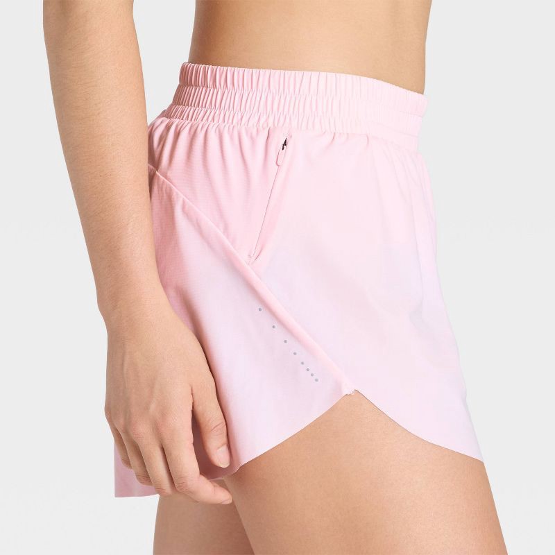 slide 4 of 6, Women's Active Light Woven Mid-Rise Run Shorts 3" - All In Motion™ Light Pink M, 1 ct
