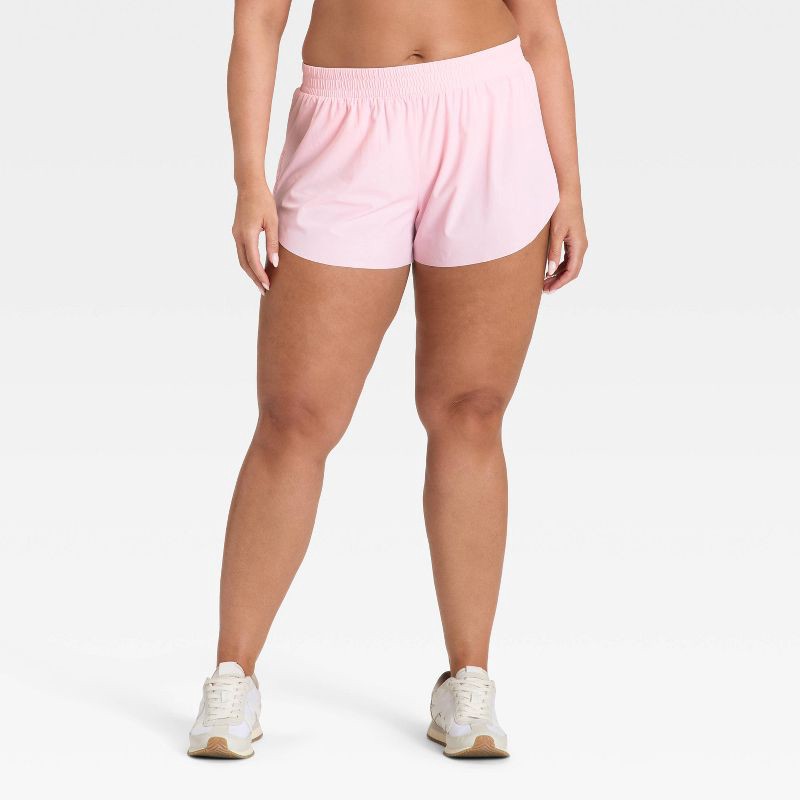 slide 5 of 6, Women's Active Light Woven Mid-Rise Run Shorts 3" - All In Motion™ Light Pink M, 1 ct