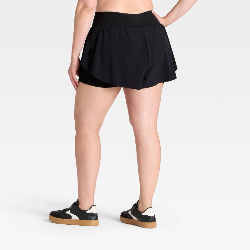 slide 5 of 6, Women's Active Light High-Rise Flutter Run Shorts 3" - All In Motion™ Black XXL, 1 ct