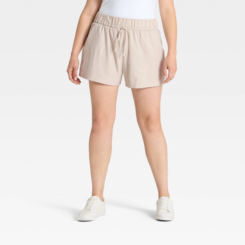 slide 4 of 5, Women's Active Light High-Rise Wide Leg Shorts 3.5" - All In Motion™ Beige M, 1 ct