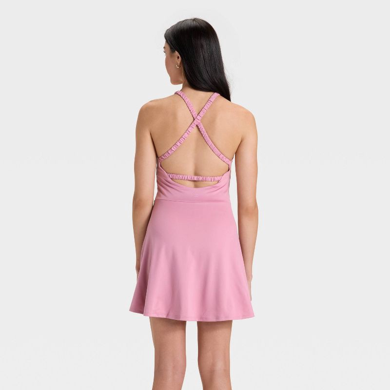 slide 2 of 6, Women's Knit High Neck Halter Active Dress - All In Motion™ Mauve S, 1 ct