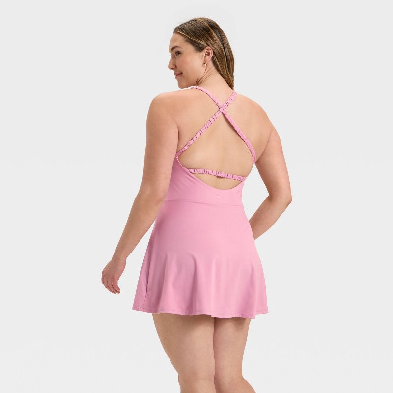 slide 6 of 6, Women's Knit High Neck Halter Active Dress - All In Motion™ Mauve S, 1 ct