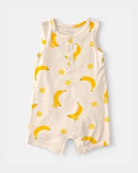 Carters Baby Banana PurelySoft Romper - Yellow/Cream Cream 6M