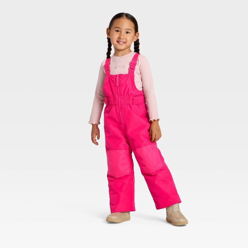 slide 3 of 3, Toddler Girls' Solid Snow Bib - Cat & Jack™ Pink 4T, 1 ct