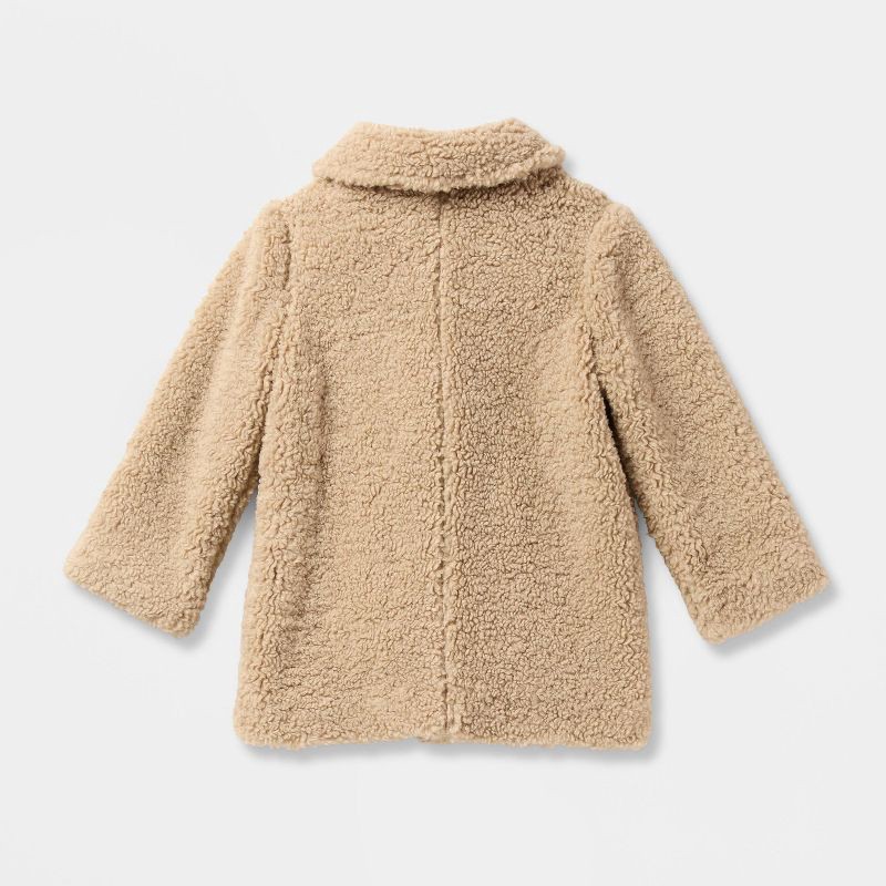 slide 3 of 3, Toddlers' Holiday Dressy Cozy Teddy Fleece Overcoat - Cat & Jack™ Light Brown 3T, 1 ct