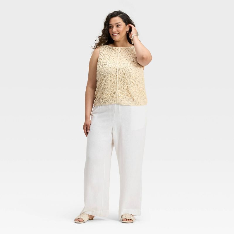 slide 3 of 3, Women's Crochet Tank Top - A New Day™ Tan XXL, 1 ct