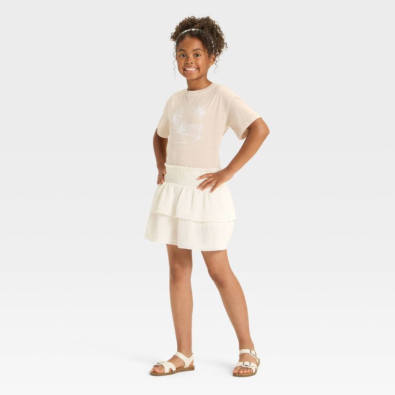 slide 2 of 3, Girls' Gauze Woven Skort - Cat & Jack™ Cream XL, 1 ct