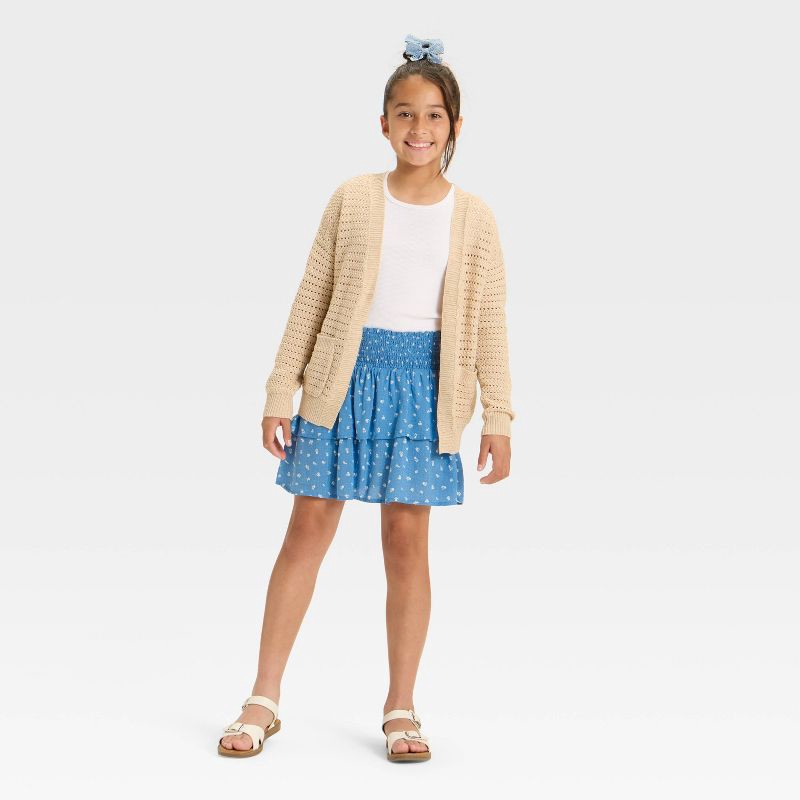 slide 3 of 3, Girls' Floral Woven Skort - Cat & Jack™ Steel Blue M, 1 ct