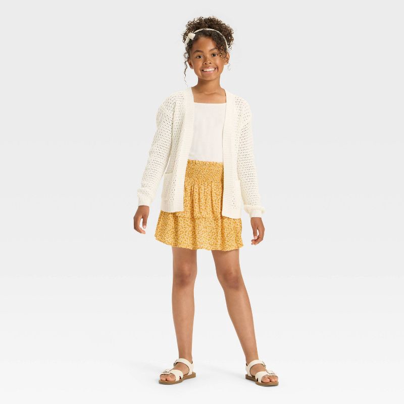 slide 2 of 3, Girls' Floral Woven Skort - Cat & Jack™ Yellow S, 1 ct
