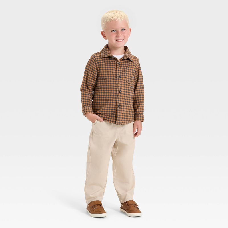 slide 3 of 3, Toddler Boys' Wide Leg Pants - Cat & Jack™ Khaki 4T, 1 ct