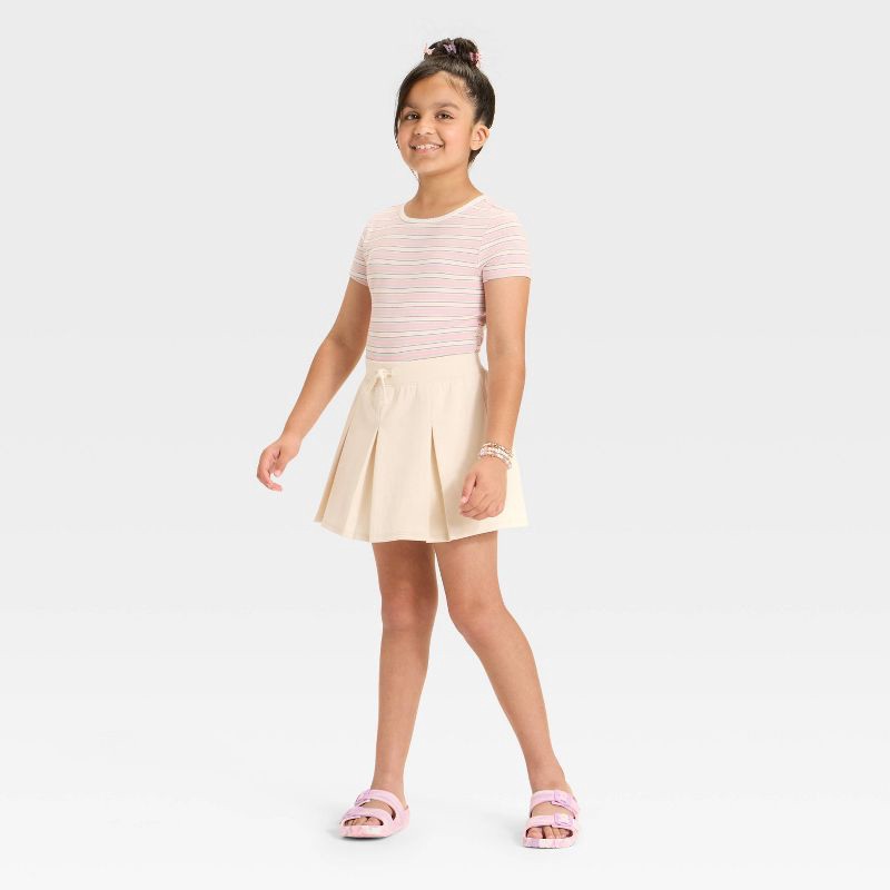 slide 3 of 3, Girls' Pull-On Knit Skort - Cat & Jack™ Beige L, 1 ct
