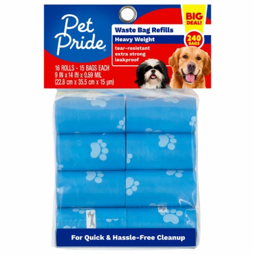 slide 1 of 1, Pet Pride Heavy Weight Tear-Resistant Waste Bag Refills, 240 ct