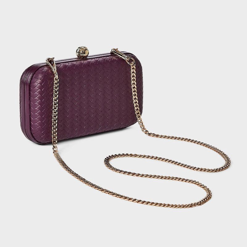 slide 3 of 5, Woven Minaudiere Clutch Crossbody Bag - A New Day™ Dark Red, 1 ct