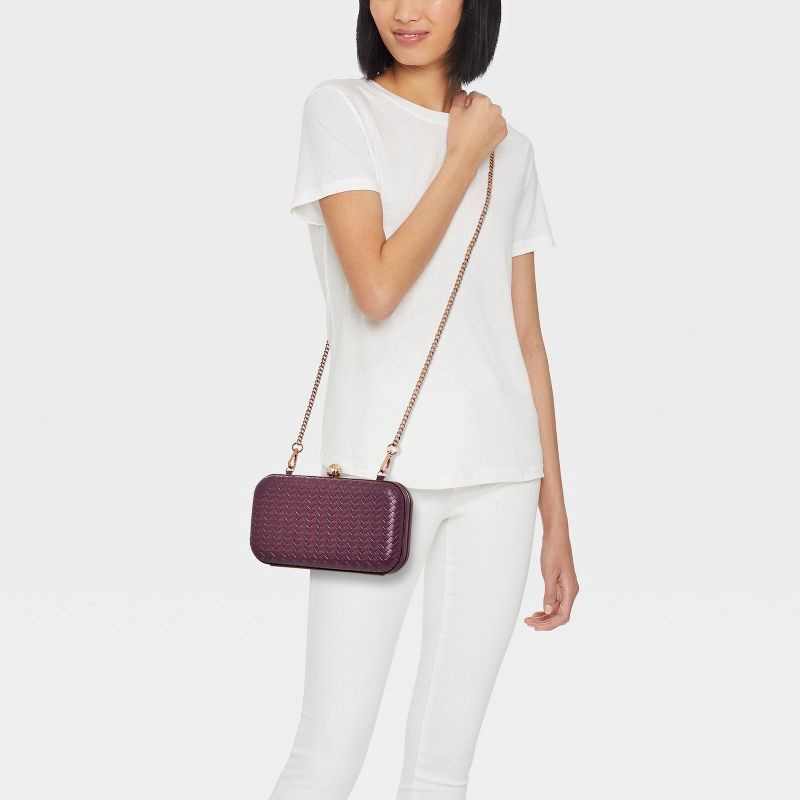 slide 2 of 5, Woven Minaudiere Clutch Crossbody Bag - A New Day™ Dark Red, 1 ct