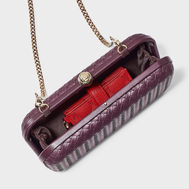 slide 4 of 5, Woven Minaudiere Clutch Crossbody Bag - A New Day™ Dark Red, 1 ct