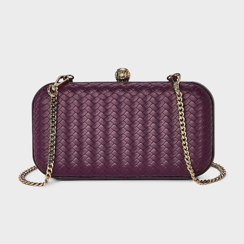 slide 1 of 5, Woven Minaudiere Clutch Crossbody Bag - A New Day™ Dark Red, 1 ct