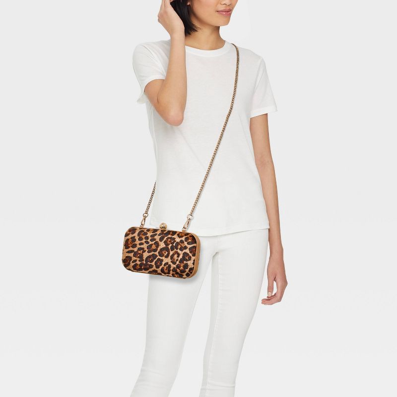 slide 2 of 5, Minaudiere Clutch Crossbody Bag - A New Day™ Leopard, 1 ct
