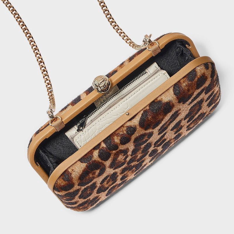 slide 4 of 5, Minaudiere Clutch Crossbody Bag - A New Day™ Leopard, 1 ct