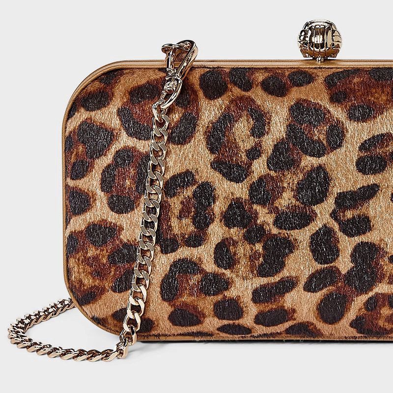 slide 5 of 5, Minaudiere Clutch Crossbody Bag - A New Day™ Leopard, 1 ct