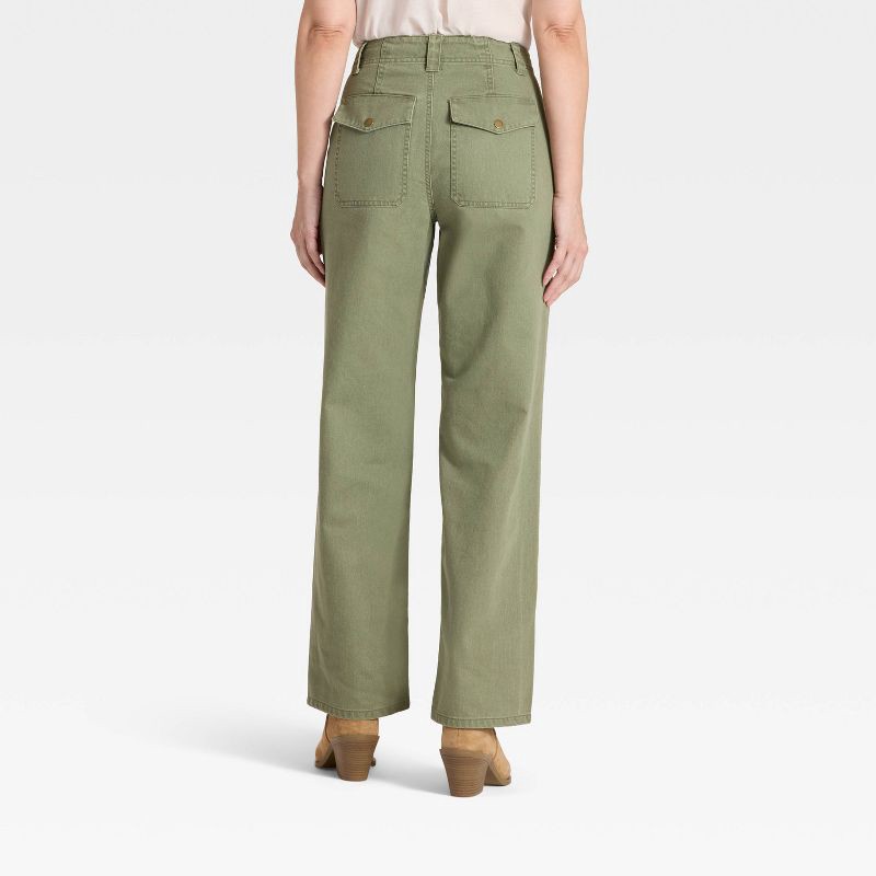 slide 2 of 3, Women's Mid-Rise Straight Leg Cargo Pants - Universal Thread™ Green 16, 1 ct
