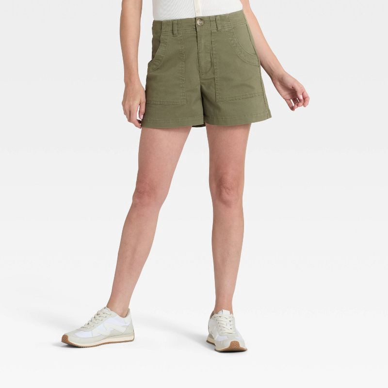 slide 1 of 3, Women's High-Rise Cargo Shorts - Universal Thread™ Olive Green 2, 1 ct