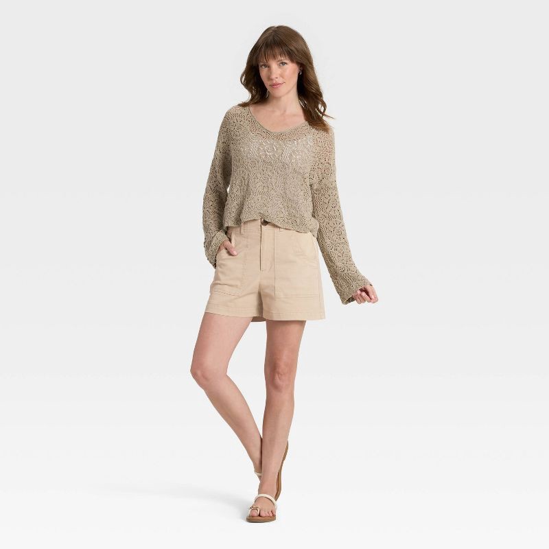 slide 3 of 3, Women's High-Rise Cargo Shorts - Universal Thread™ Tan 6, 1 ct