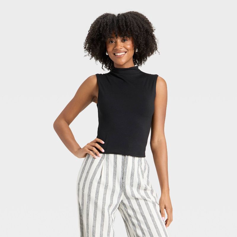 slide 1 of 4, Women's Tank Top - A New Day™ Black L, 1 ct