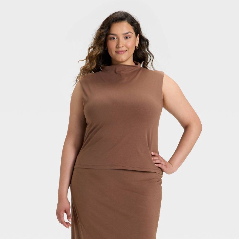 slide 1 of 4, Women's Tank Top - A New Day™ Brown L, 1 ct
