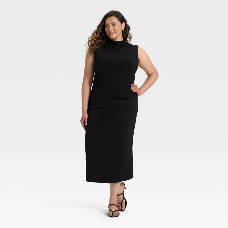 slide 3 of 3, Women's Compression Midi A-Line Skirt - A New Day™ Black XXL, 1 ct