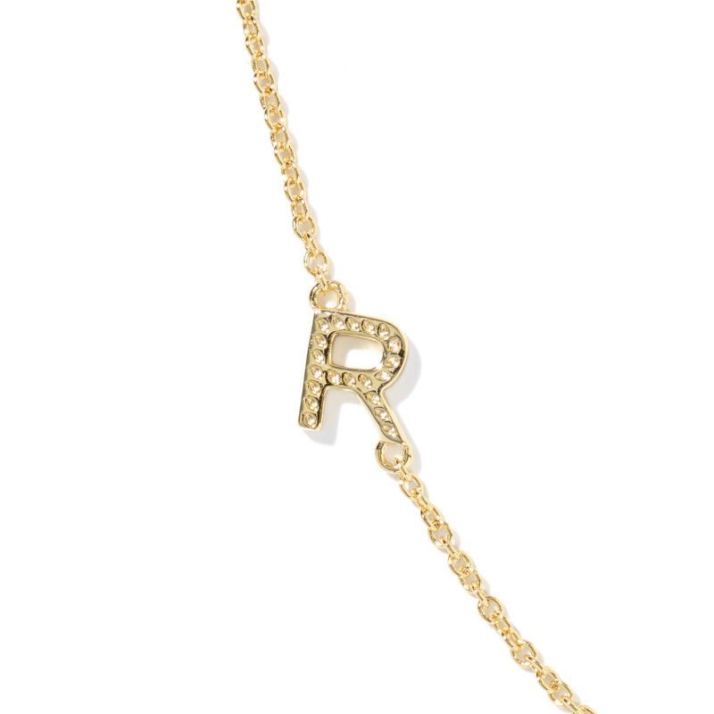 slide 3 of 3, Kendra Scott 14K Gold Over Brass Mini "R" Initial Pendant Necklace - Gold, 1 ct