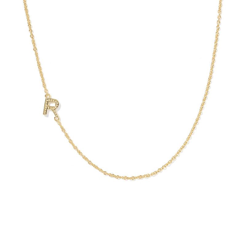 slide 1 of 3, Kendra Scott 14K Gold Over Brass Mini "R" Initial Pendant Necklace - Gold, 1 ct