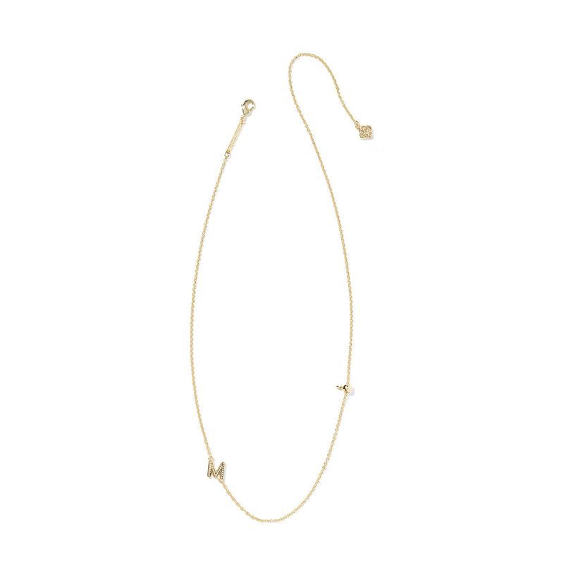 slide 2 of 3, Kendra Scott 14K Gold Over Brass Mini "M" Initial Pendant Necklace - Gold, 1 ct