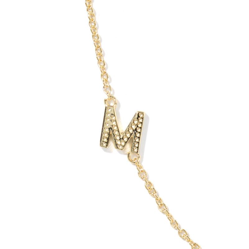 slide 3 of 3, Kendra Scott 14K Gold Over Brass Mini "M" Initial Pendant Necklace - Gold, 1 ct