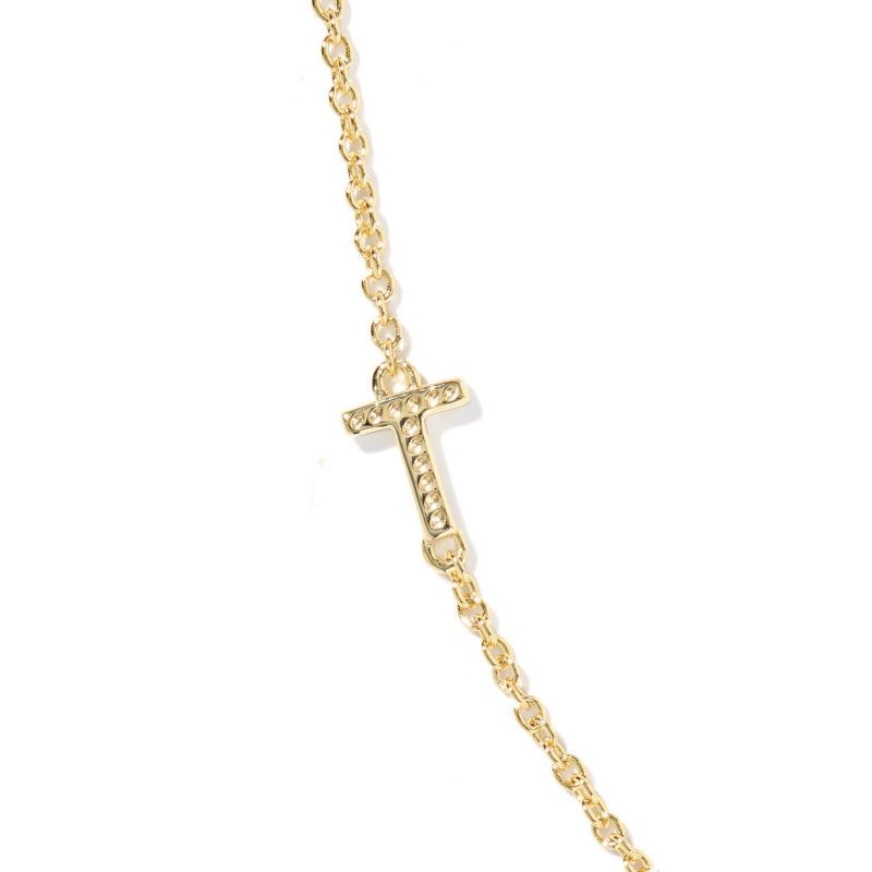 slide 3 of 3, Kendra Scott 14K Gold Over Brass Mini "T" Initial Pendant Necklace - Gold, 1 ct