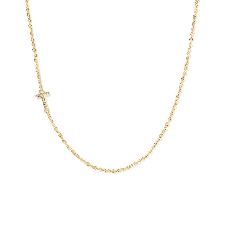 slide 1 of 3, Kendra Scott 14K Gold Over Brass Mini "T" Initial Pendant Necklace - Gold, 1 ct