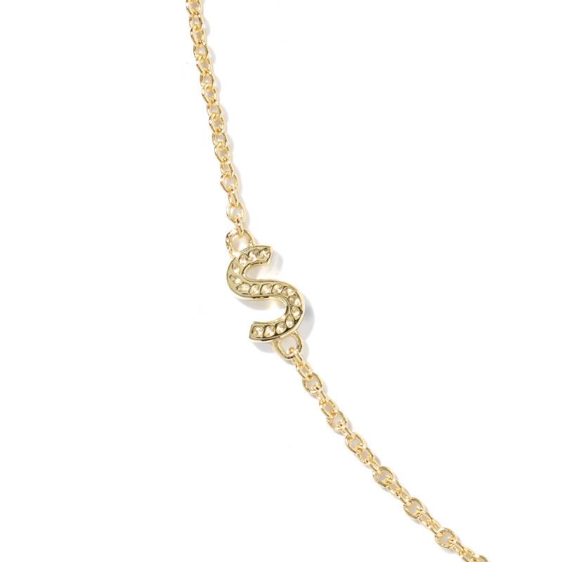 slide 3 of 3, Kendra Scott 14K Gold Over Brass Mini "S" Initial Pendant Necklace - Gold, 1 ct