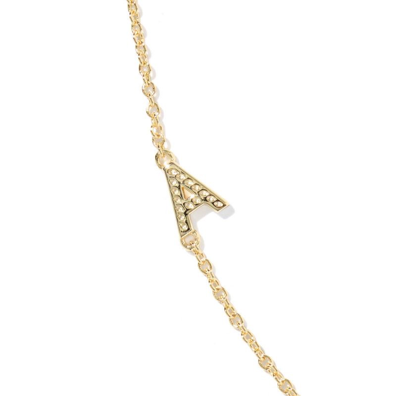 slide 3 of 3, Kendra Scott 14K Gold Over Brass Mini "A" Initial Pendant Necklace - Gold, 1 ct