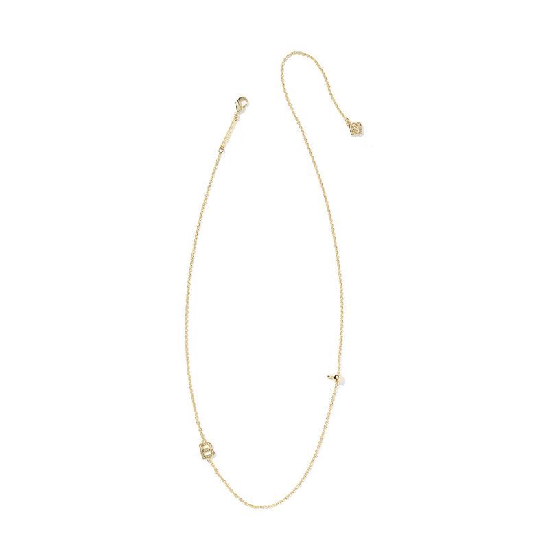 slide 2 of 3, Kendra Scott 14K Gold Over Brass Mini "B" Initial Pendant Necklace - Gold, 1 ct