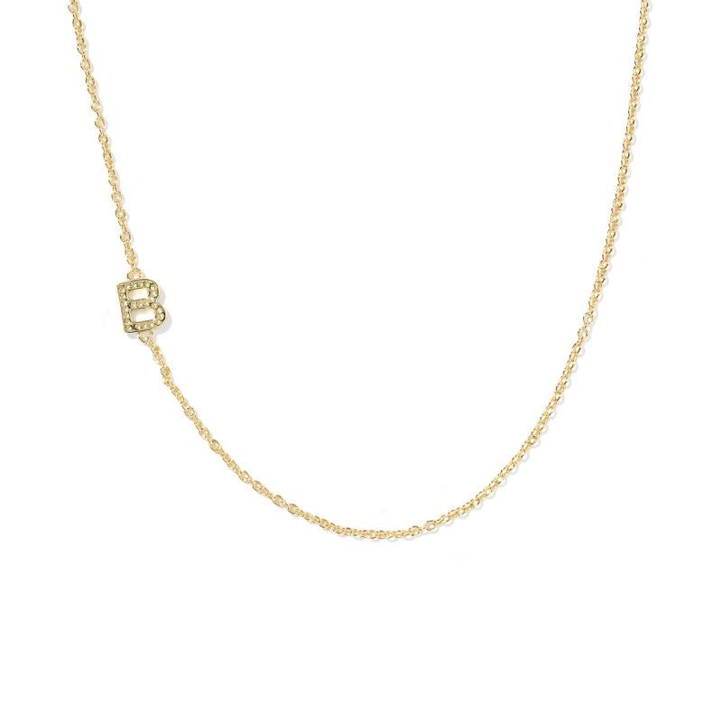 slide 1 of 3, Kendra Scott 14K Gold Over Brass Mini "B" Initial Pendant Necklace - Gold, 1 ct
