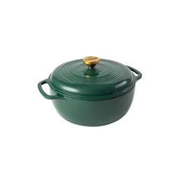 Lodge 7.5qt Cast Iron Enamel Dutch Oven Emerald with Gold Handle