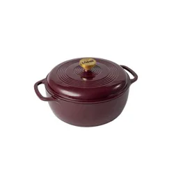 Lodge 6qt Cast Iron Enamel Dutch Oven Burgundy with Gold Handle