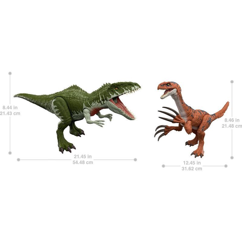 slide 9 of 11, Jurassic World 2-Pack of Dinosaur Figures Giganotosaurus & Therizinosaurus, Attack Actions, 1 ct